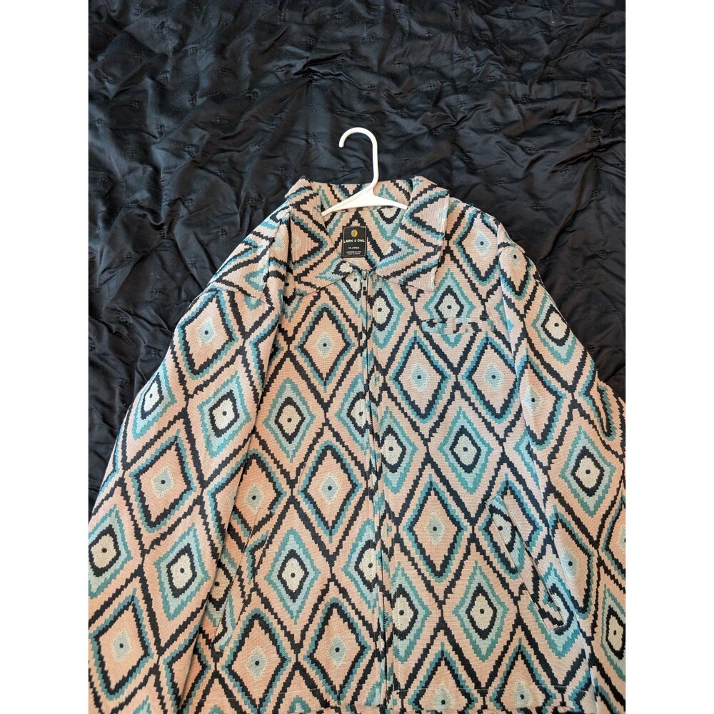 Lark & Owl Woven Jacquard Tapestry Jacket Long Sleeves Aztec Persian Size